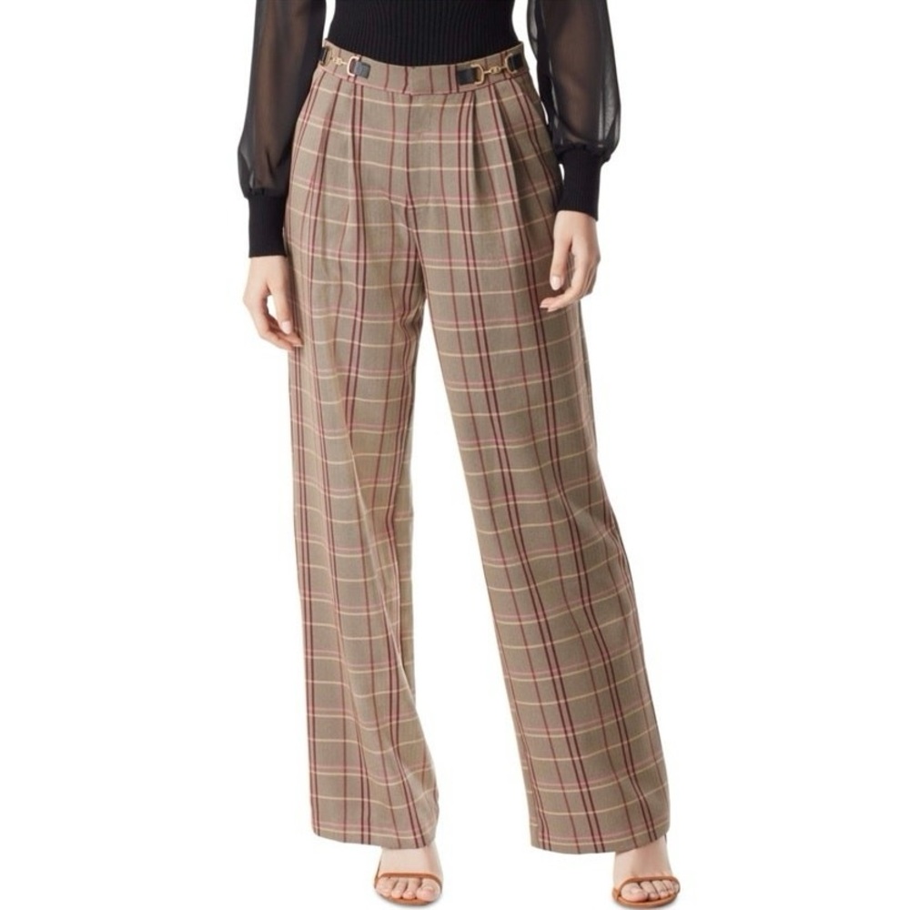 Sam Edelman Womens 8 Plaid Side Buckle wide Leg slacks Wild Aster pants
